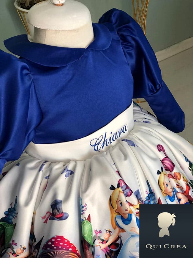 Vestito Alice nel Paese delle Meraviglie Bambina - Personalizzato 3 Dettagli del Vestito Alice nel Paese delle Meraviglie Bambina