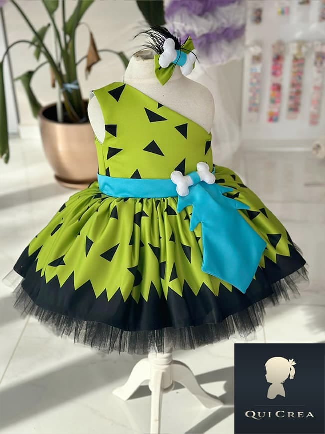 Vestito Flintstones Bambina - Abito Elegante con Accessori a Tema 3 Vestito Bambina Flintstones con tulle nero e fiocco